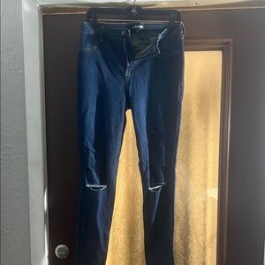 Fashion Nova Dark Blue Ripped Skinny Jeans